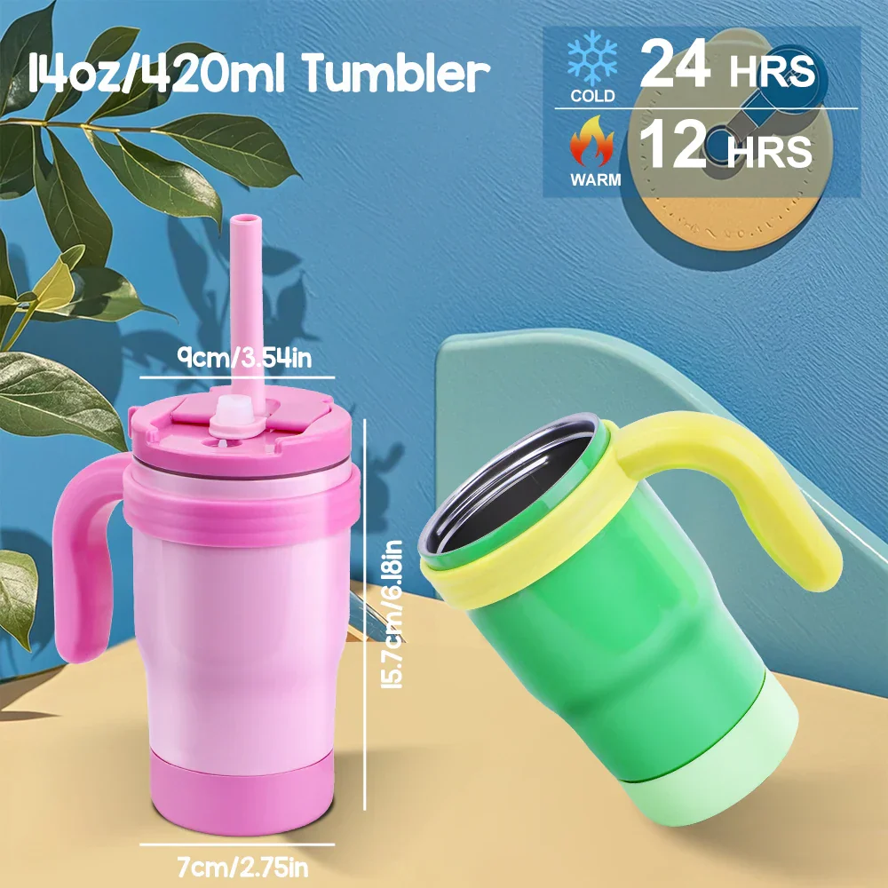 Kids Thermos Bottle 420ML Stainless Steel Insulated Tumbler With Handle And Straw, Christmas 2025 Gift - Image 6