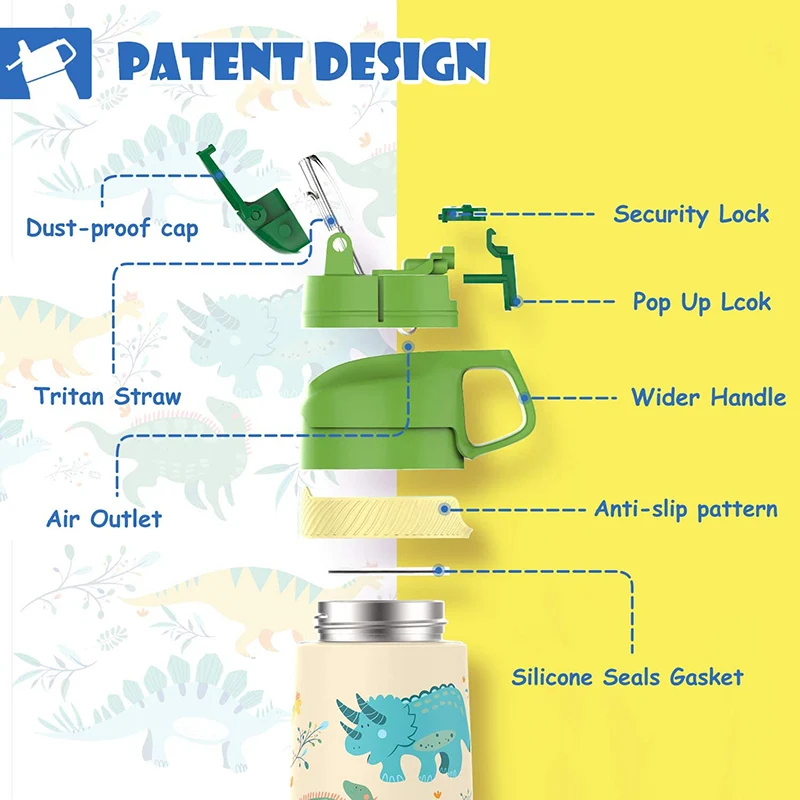 Kids Water Bottle 350ml Vacuum Insulated Thermos Healthy Straw BPA Free Back to School 2025 Hot Cold 24H - Image 4