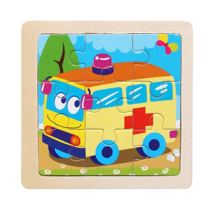 Kids Wooden Jigsaw Puzzle - Montessori Cartoon Animal Vehicle Educational Toy for Children - Image 16