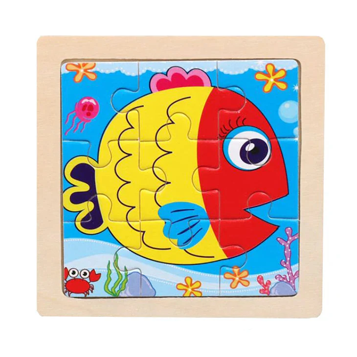 Kids Wooden Jigsaw Puzzle - Montessori Cartoon Animal Vehicle Educational Toy for Children - Image 19