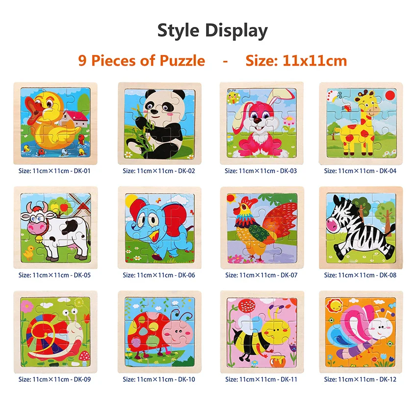 Kids Wooden Jigsaw Puzzle - Montessori Cartoon Animal Vehicle Educational Toy for Children - Image 4