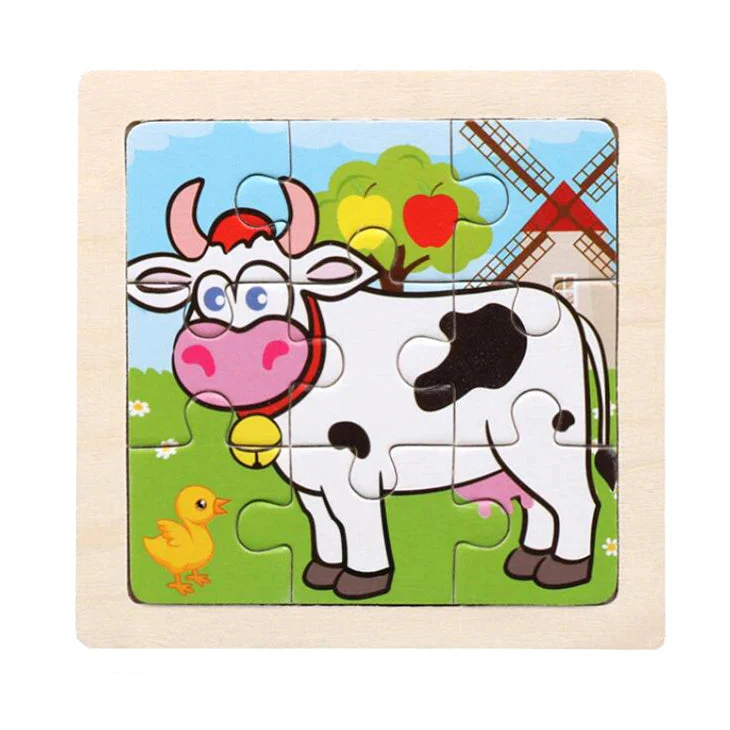 Kids Wooden Jigsaw Puzzle - Montessori Cartoon Animal Vehicle Educational Toy for Children - Image 7