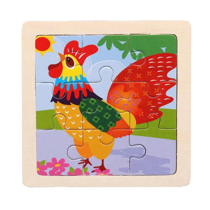 Kids Wooden Jigsaw Puzzle - Montessori Cartoon Animal Vehicle Educational Toy for Children - Image 9
