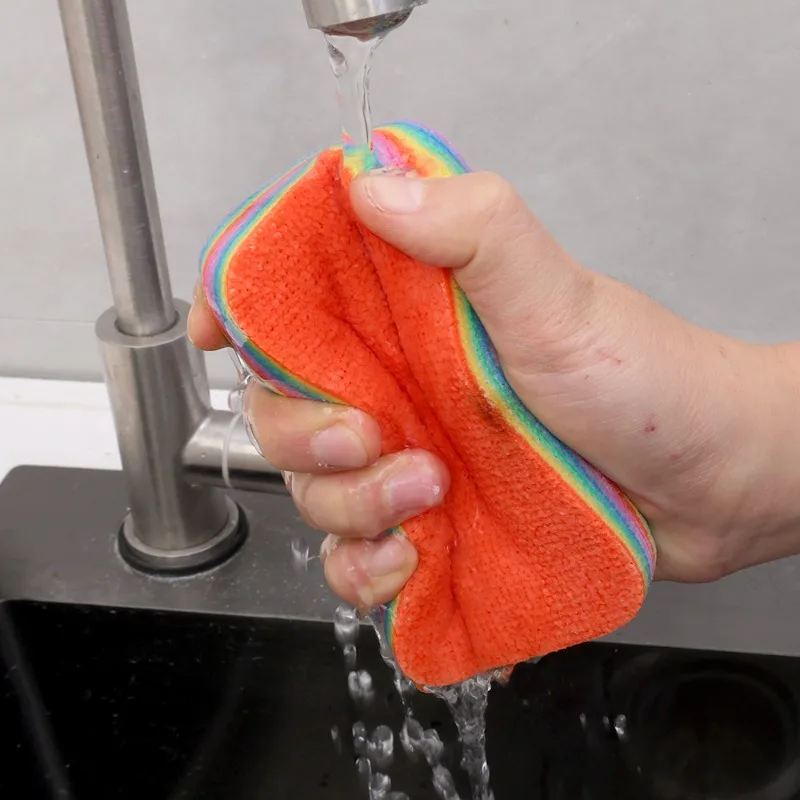 Kitchen Dishcloths 24-Pack Rainbow Tearable Absorbent Cleaning Cloths Thick Scouring Pads Eco Friendly Fall 2025 - Image 5