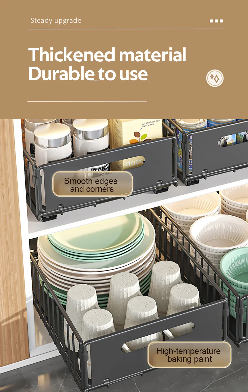Pull Out Cabinet Organizer Slide Drawer Kitchen Rack - Image 11