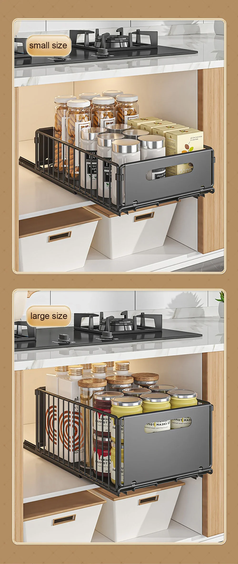 Pull Out Cabinet Organizer Slide Drawer Kitchen Rack - Image 12