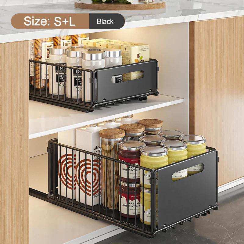 Pull Out Cabinet Organizer Slide Drawer Kitchen Rack - Image 17