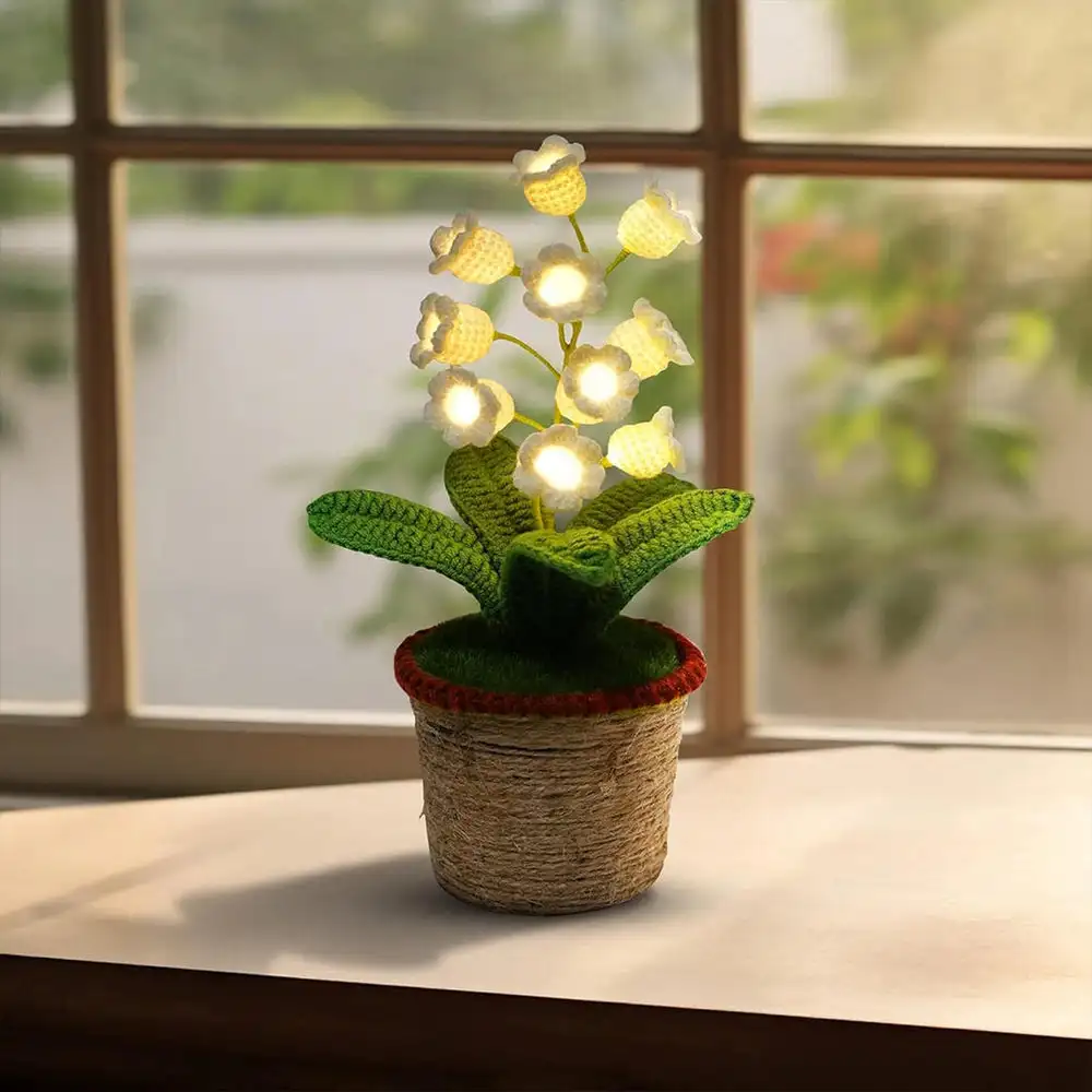 Knitted Lily Of The Valley Cotton Rope Pot Lamp Cozy - Image 2