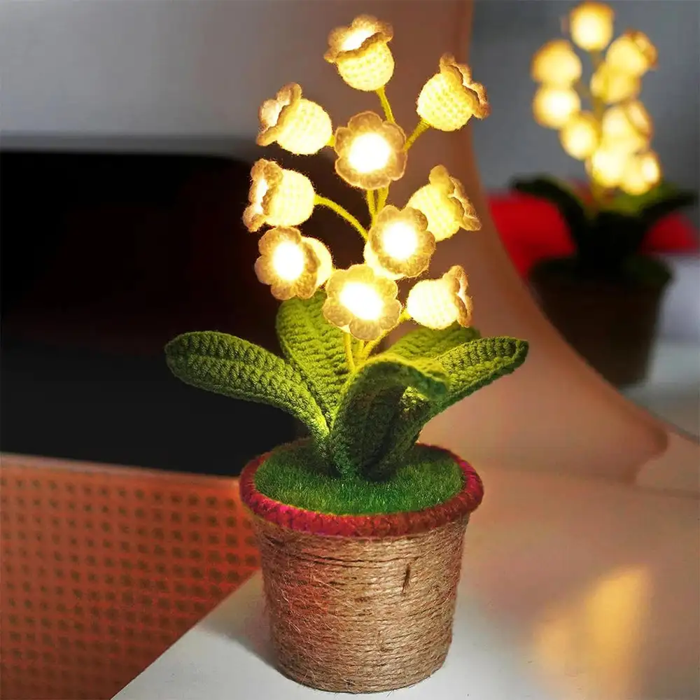Knitted Lily Of The Valley Cotton Rope Pot Lamp Cozy - Image 3