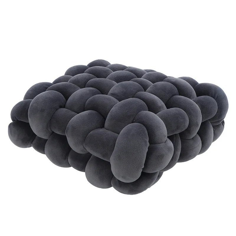 Knot Pillow Plush Square Hand-Woven Throw Cushion Living Room Decor Fall 2025 Cozy Support Decorative Accent - Image 10