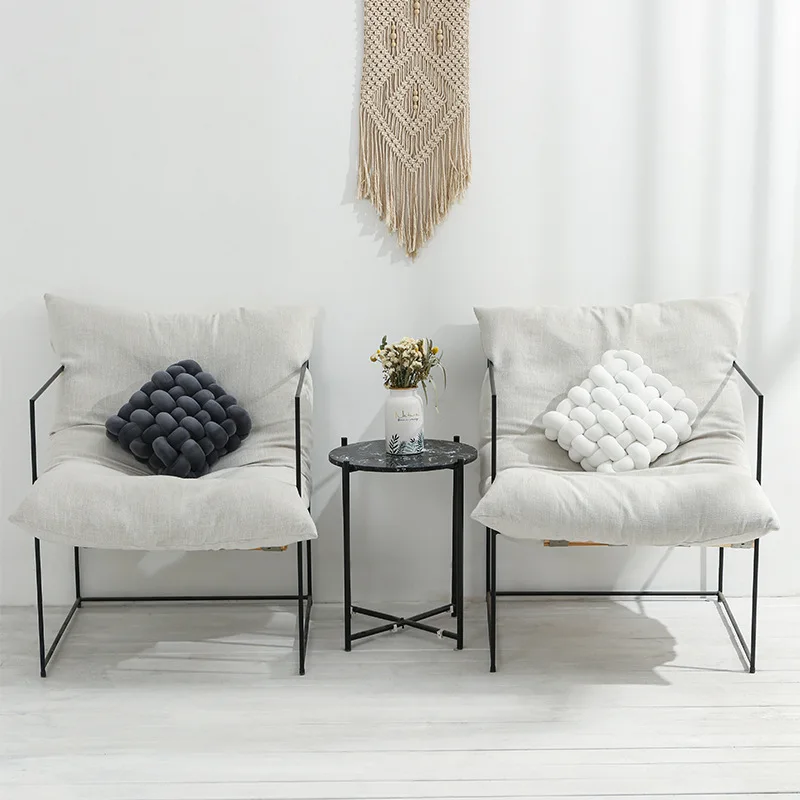 Knot Pillow Plush Square Hand-Woven Throw Cushion Living Room Decor Fall 2025 Cozy Support Decorative Accent - Image 3