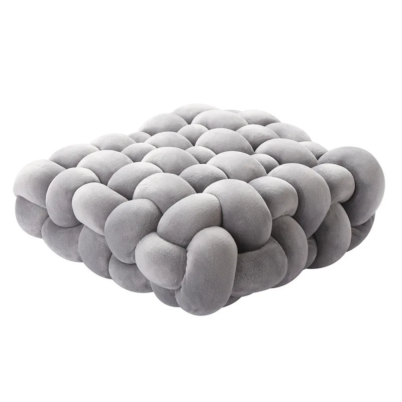 Knot Pillow Plush Square Hand-Woven Throw Cushion Living Room Decor Fall 2025 Cozy Support Decorative Accent - Image 5