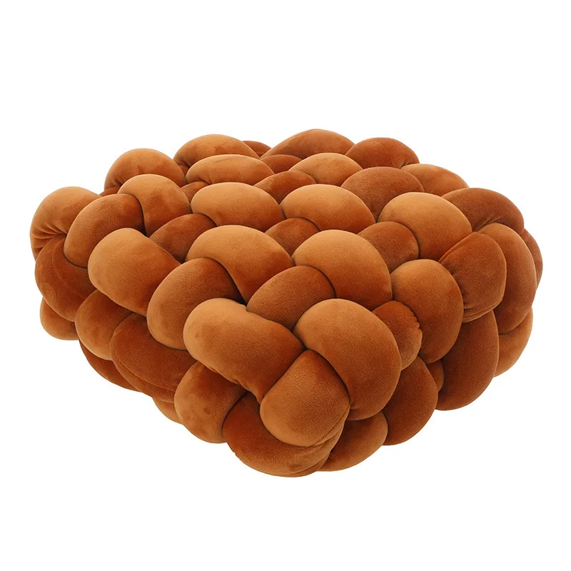 Knot Pillow Plush Square Hand-Woven Throw Cushion Living Room Decor Fall 2025 Cozy Support Decorative Accent - Image 6