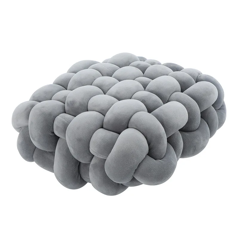 Knot Pillow Plush Square Hand-Woven Throw Cushion Living Room Decor Fall 2025 Cozy Support Decorative Accent - Image 8