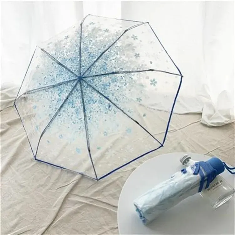 Korean Style Folding Umbrella with Cherry Blossom Design - Image 4
