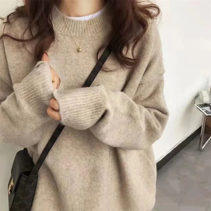 Cozy Oversized Women’s Pullover Sweater - Round Neck Knit - Image 3