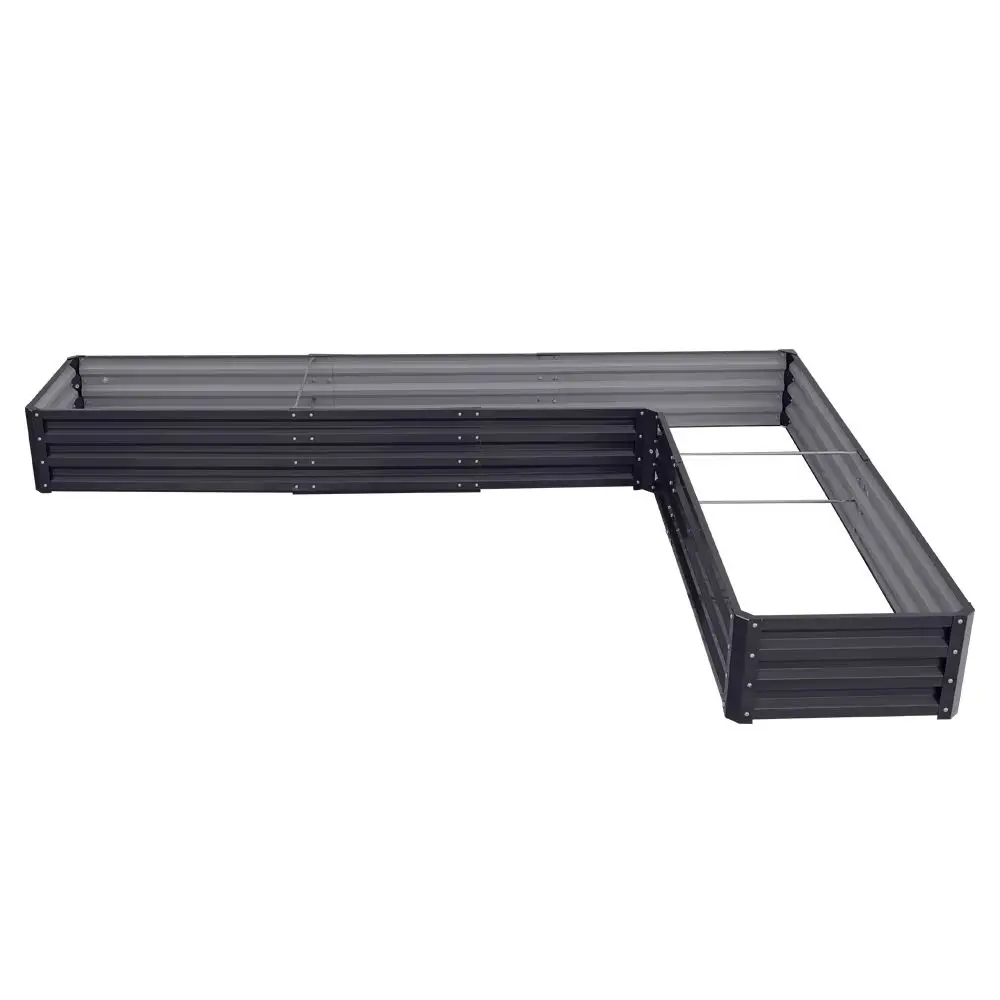 L-Shaped Metal Raised Garden Bed, Galvanized Steel Raised Planter Box for Outdoor Flower and Vegetable Gardening, Charcoal Black - Image 4