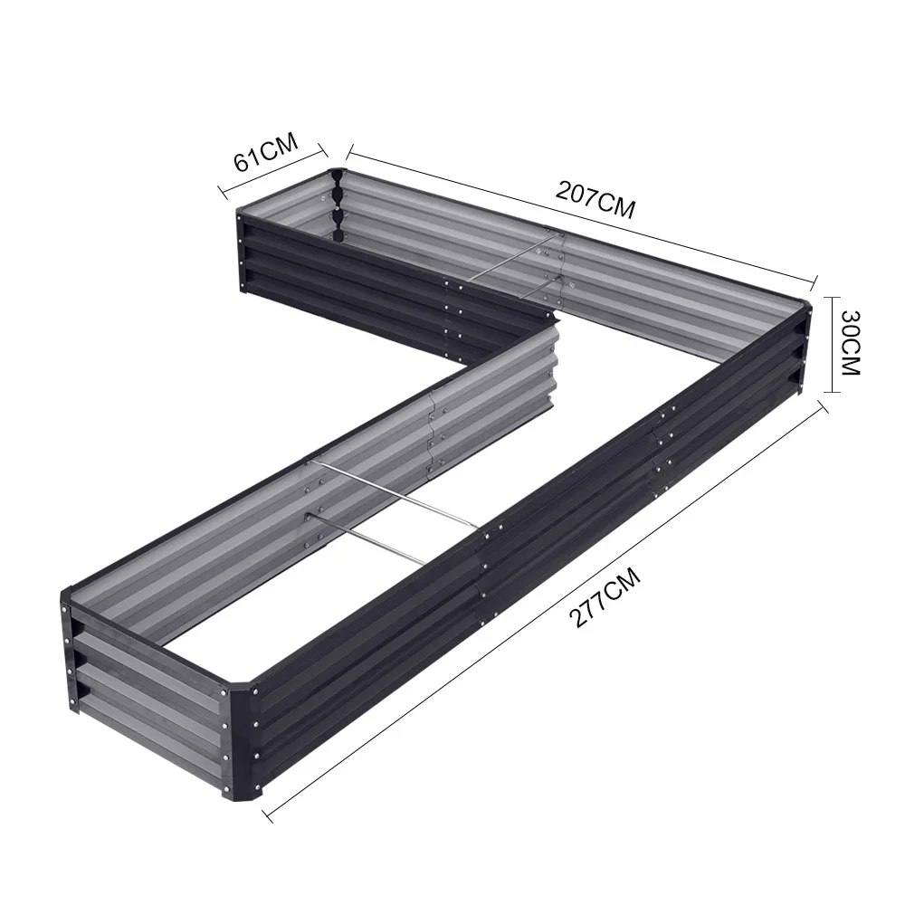 L-Shaped Metal Raised Garden Bed, Galvanized Steel Raised Planter Box for Outdoor Flower and Vegetable Gardening, Charcoal Black - Image 5