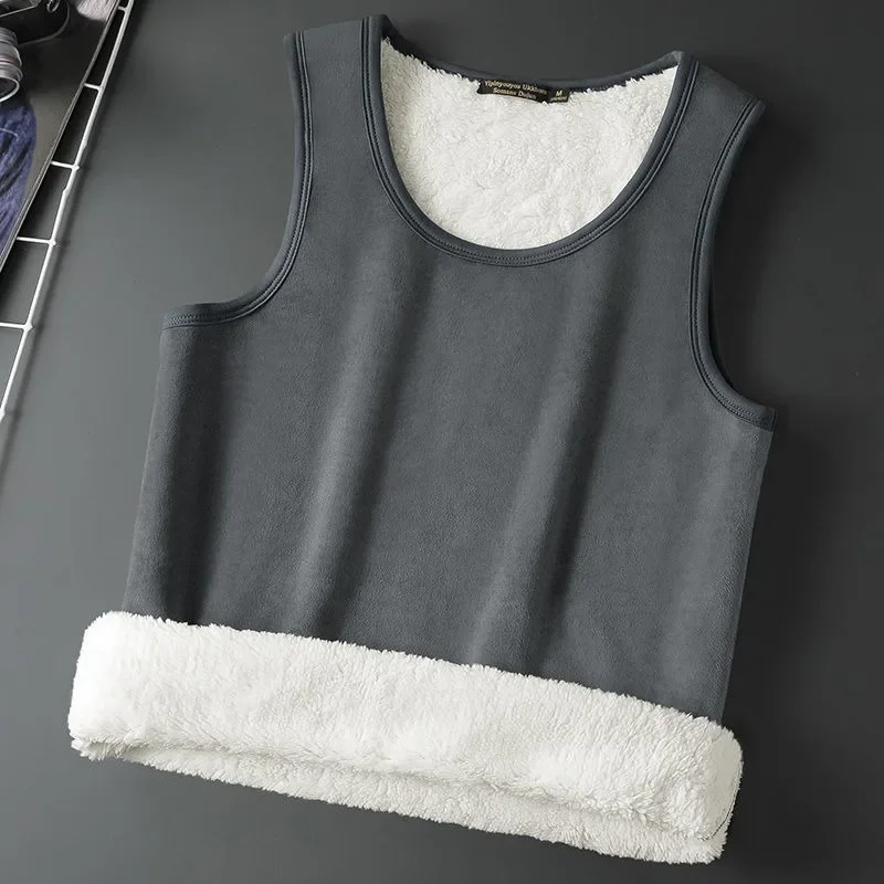 Lamb Velvet Thermal Vest - Sleeveless Insulated Men's T-shirt for Cold Weather, Large Size Cozy Top