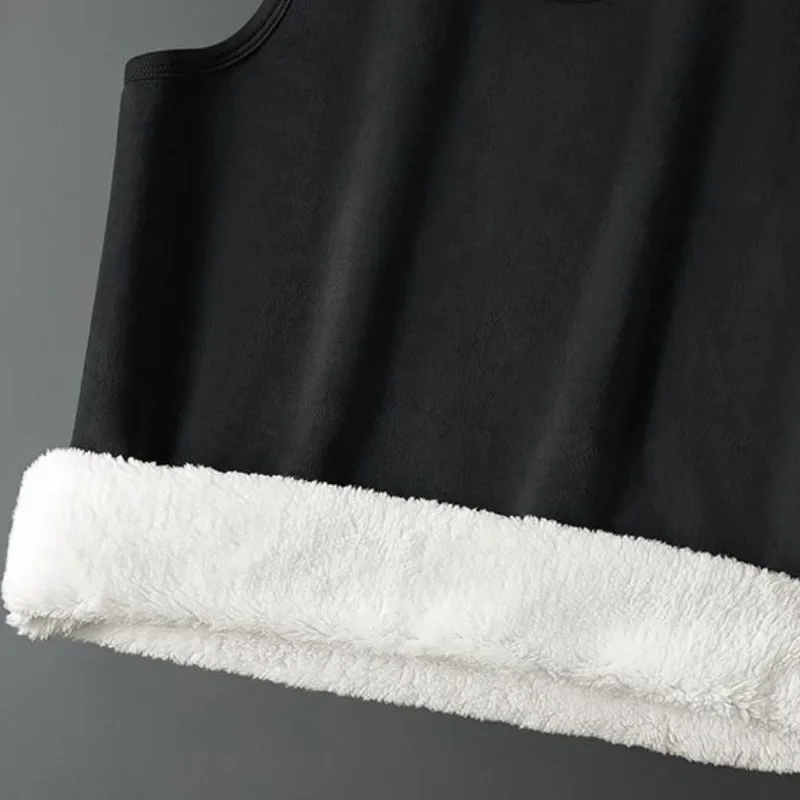 Lamb Velvet Thermal Vest - Sleeveless Insulated Men's T-shirt for Cold Weather, Large Size Cozy Top - Image 5