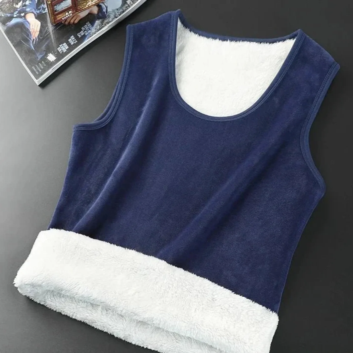 Lamb Velvet Thermal Vest - Sleeveless Insulated Men's T-shirt for Cold Weather, Large Size Cozy Top - Image 6