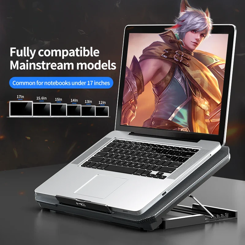 Laptop Cooling Pad with LED Screen & Dual USB Ports - Gaming Cooler Fan Accessory - Image 2