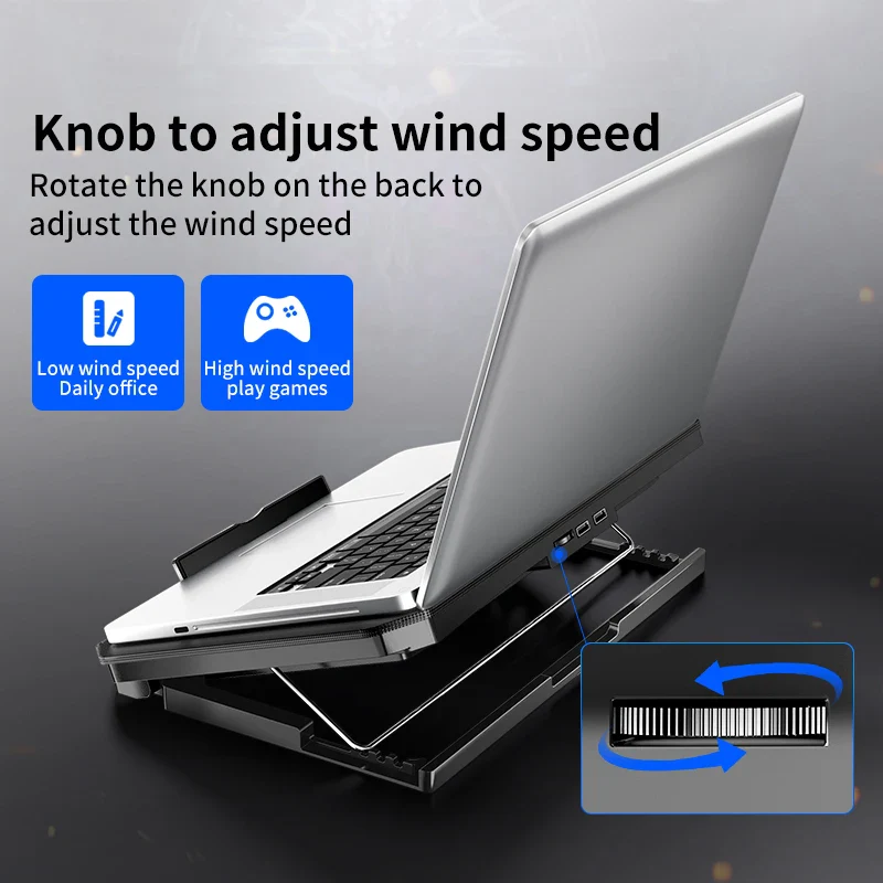 Laptop Cooling Pad with LED Screen & Dual USB Ports - Gaming Cooler Fan Accessory - Image 5
