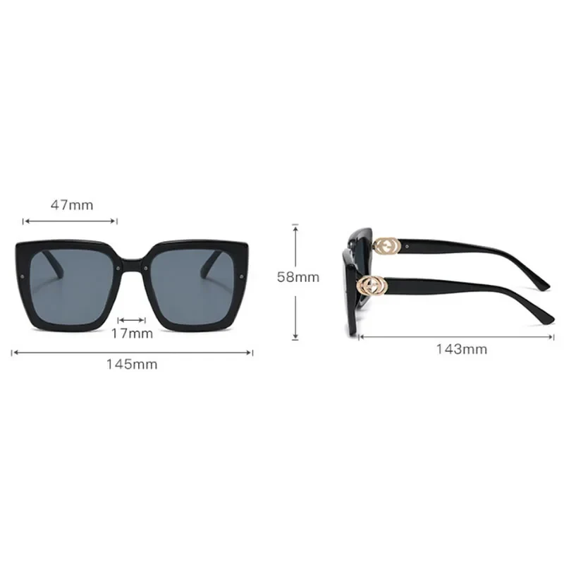 Large Frame Square Sunglasses Women Designer UV400 Travel Eyewear Outdoor Fashion - Image 5
