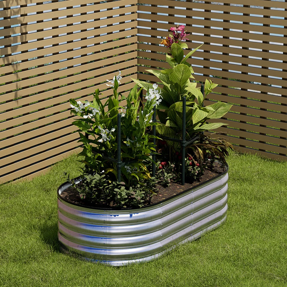 Large Galvanized Metal Raised Garden Bed with Open Bottom Design for Vegetables and Flowers, Durable and Easy to Assemble