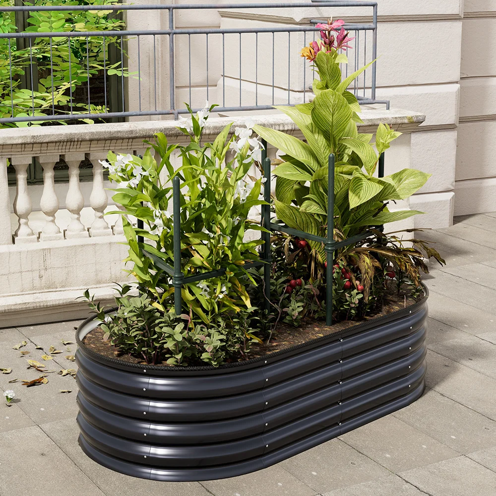 Large Galvanized Metal Raised Garden Bed with Open Bottom Design for Vegetables and Flowers, Durable and Easy to Assemble - Image 2