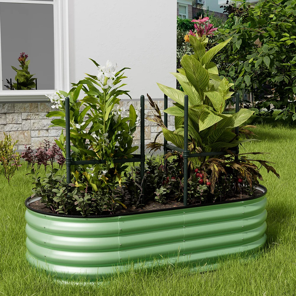 Large Galvanized Metal Raised Garden Bed with Open Bottom Design for Vegetables and Flowers, Durable and Easy to Assemble - Image 5