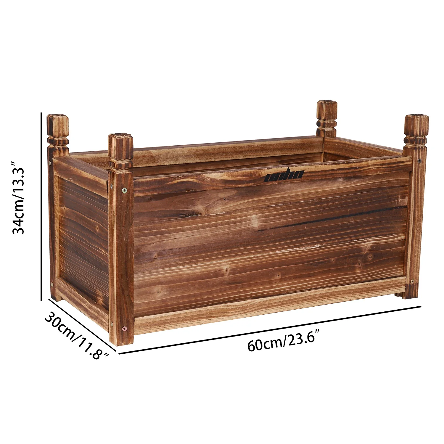 Large Outdoor Wooden Planter Box - Solid Pine Raised Garden Bed for Flowers and Vegetables - Easy Assembly, Dark Brown Finish - Image 6