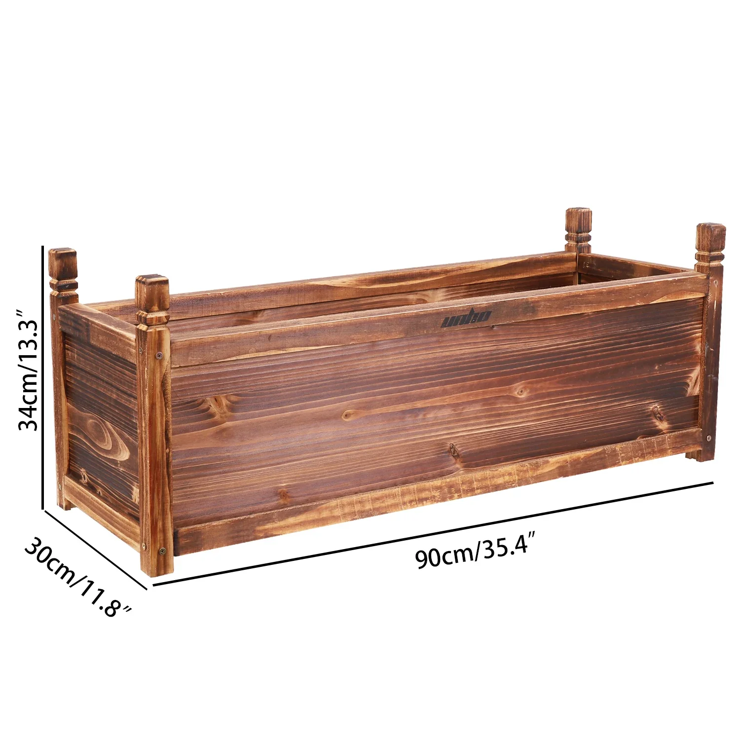 Large Outdoor Wooden Planter Box - Solid Pine Raised Garden Bed for Flowers and Vegetables - Easy Assembly, Dark Brown Finish - Image 7