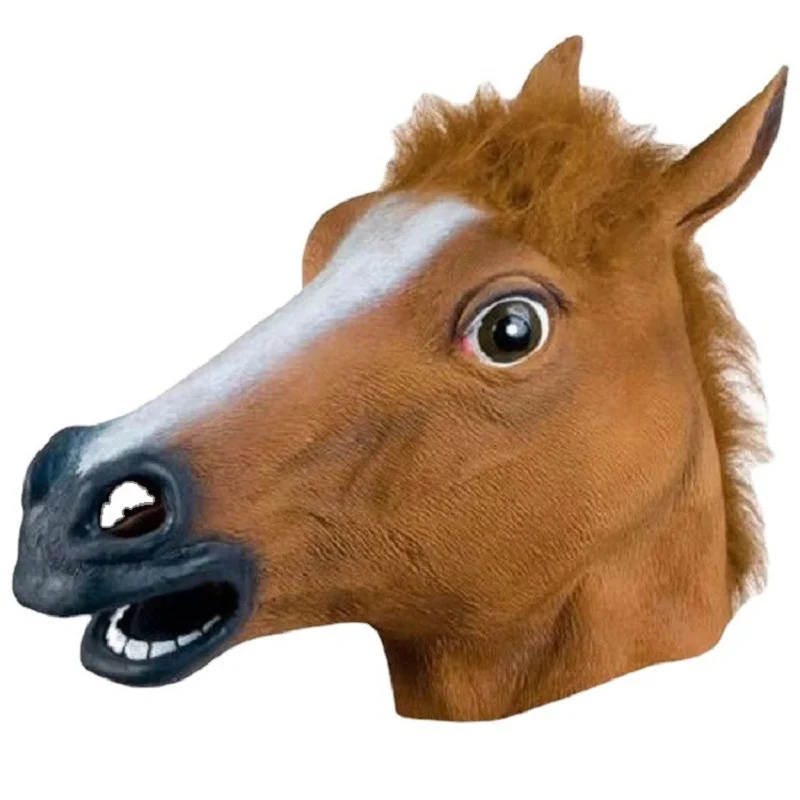 Latex Horse Head Mask and Wolf Mask for Adults and Kids, Realistic Animal Masks for Halloween Cosplay