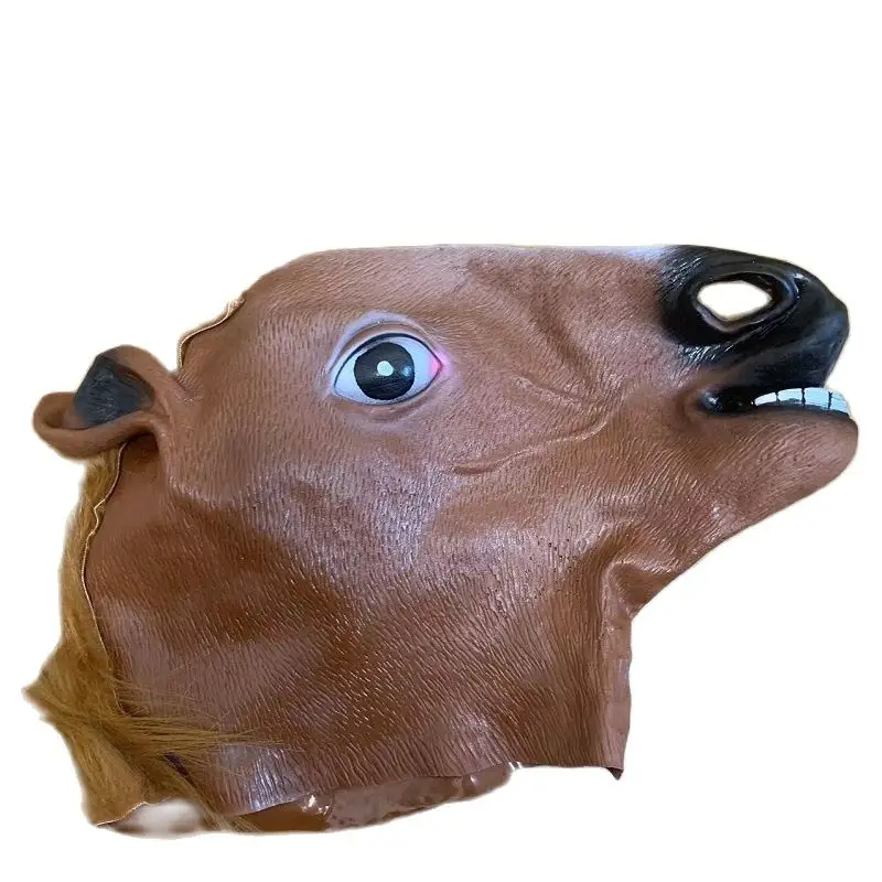 Latex Horse Head Mask and Wolf Mask for Adults and Kids, Realistic Animal Masks for Halloween Cosplay - Image 2