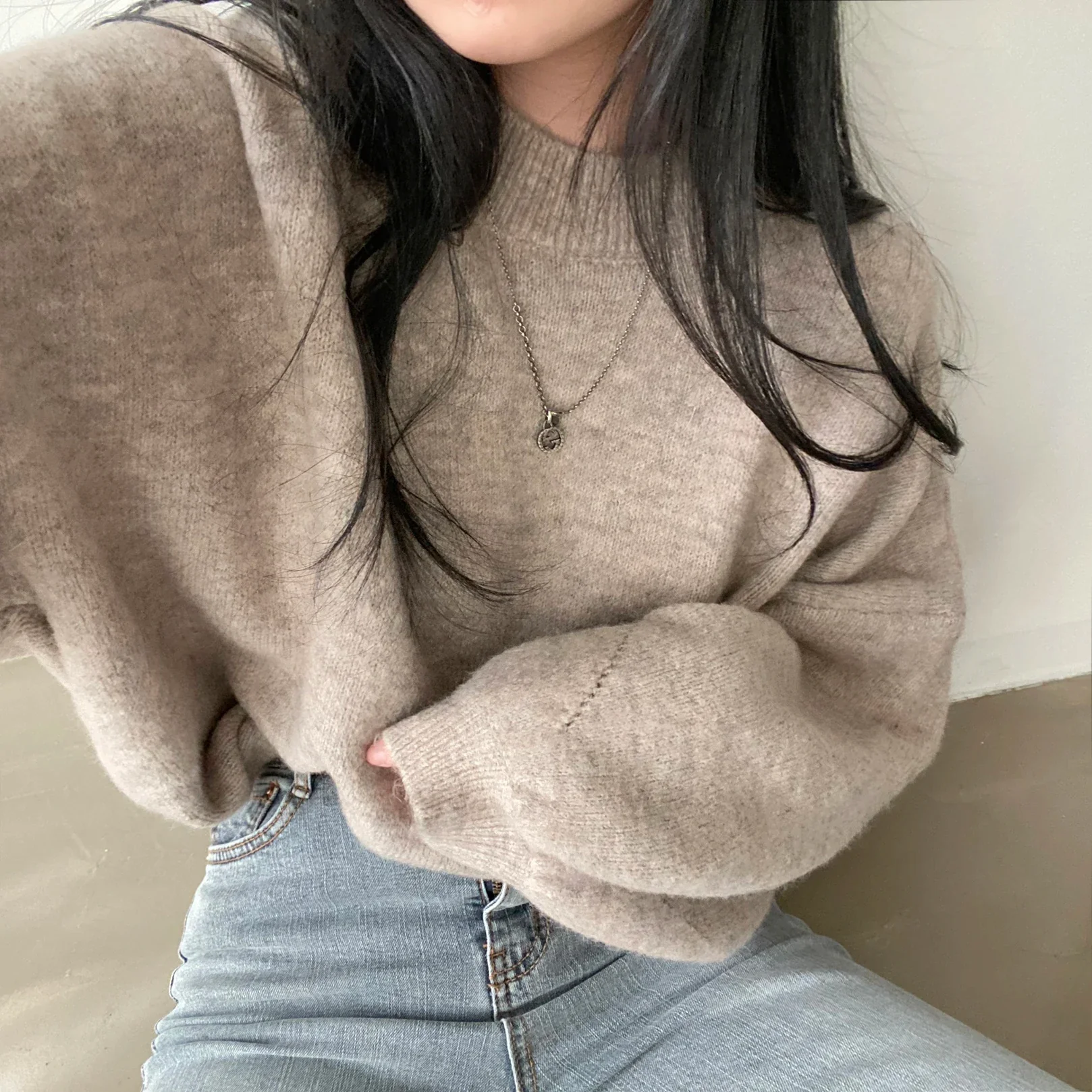 Oversized Cozy Women's Pullover - O Neck, Knit, Office Wear - Image 14