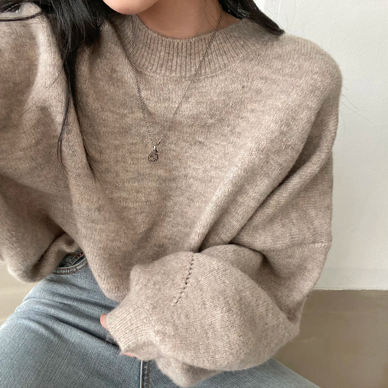 Oversized Cozy Women's Pullover - O Neck, Knit, Office Wear - Image 15
