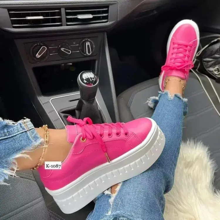 Leather Platform Shoes for Women, Thick Heel, Ergonomic Design, Casual and Semi-Formal Style - Image 4