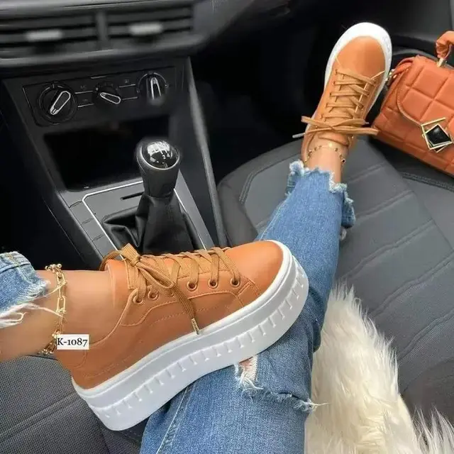 Leather Platform Shoes for Women, Thick Heel, Ergonomic Design, Casual and Semi-Formal Style - Image 49