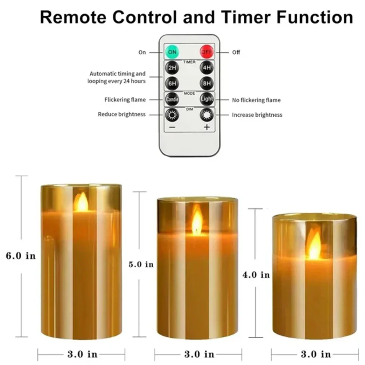 LED Candles Glass Flameless Candle Set With Remote Timer Holiday Christmas Wedding Decor 2025 Safe Ambiance - Image 2