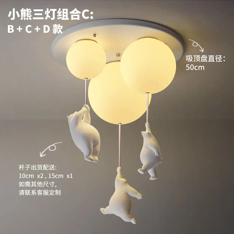 LED Ceiling Light Warm Cartoon Bear Design Kids Bedroom Ceiling Lamp Fall 2025 Cozy Nightlight Decor - Image 11