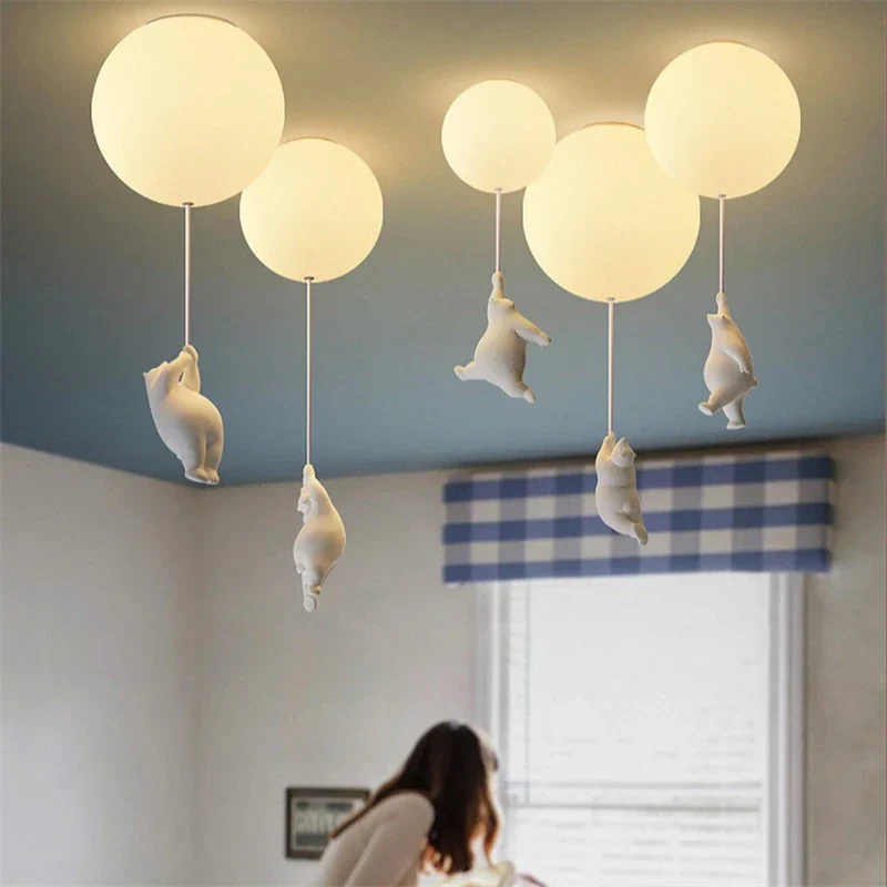 LED Ceiling Light Warm Cartoon Bear Design Kids Bedroom Ceiling Lamp Fall 2025 Cozy Nightlight Decor - Image 2