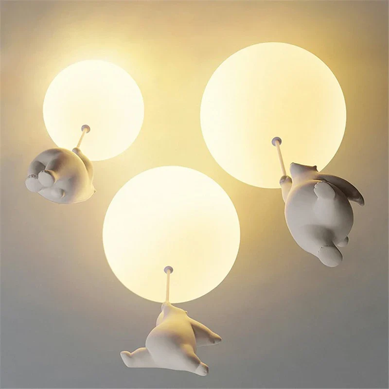 LED Ceiling Light Warm Cartoon Bear Design Kids Bedroom Ceiling Lamp Fall 2025 Cozy Nightlight Decor - Image 3