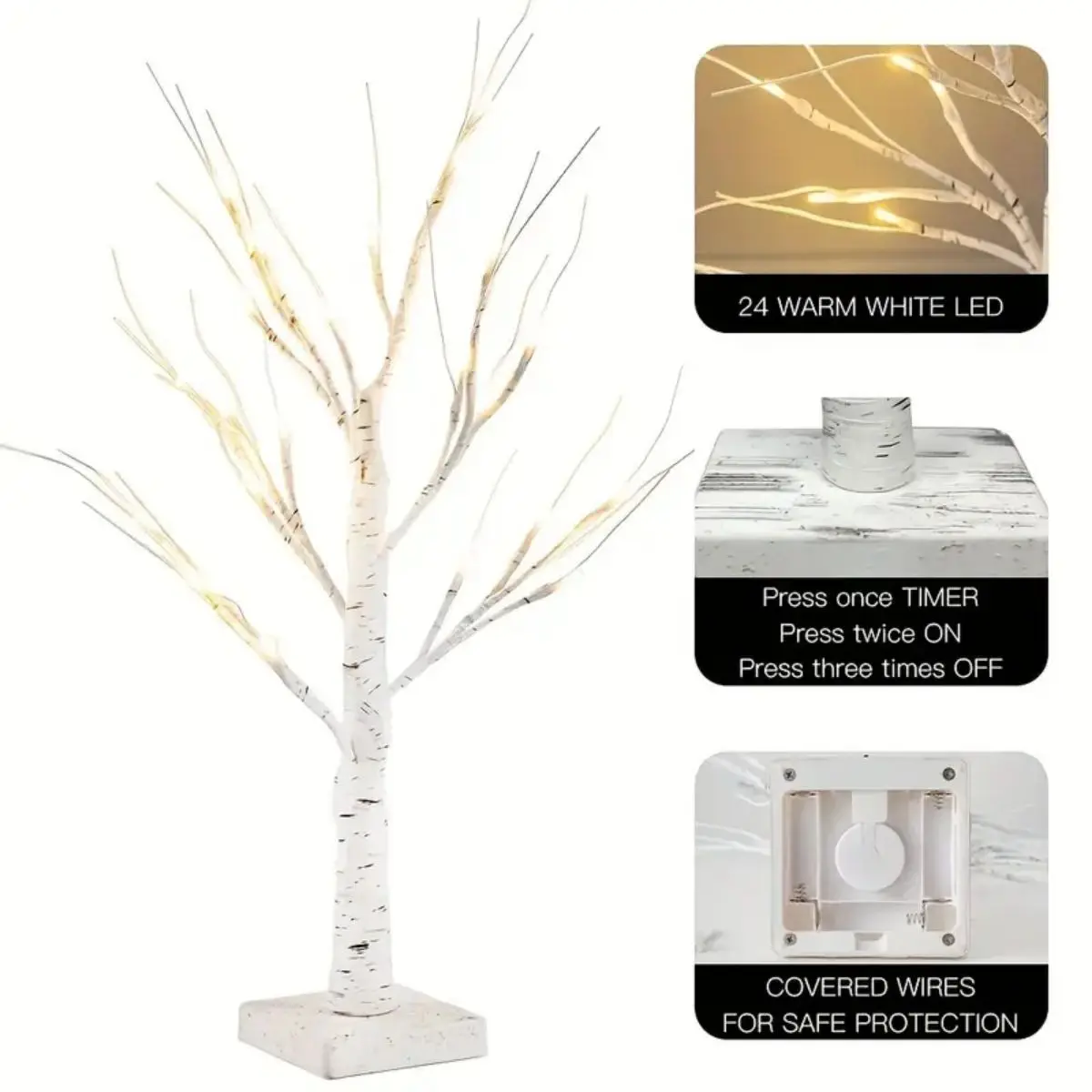 LED Easter Birch Tree Lamp USB Battery Powered Decor - Image 5