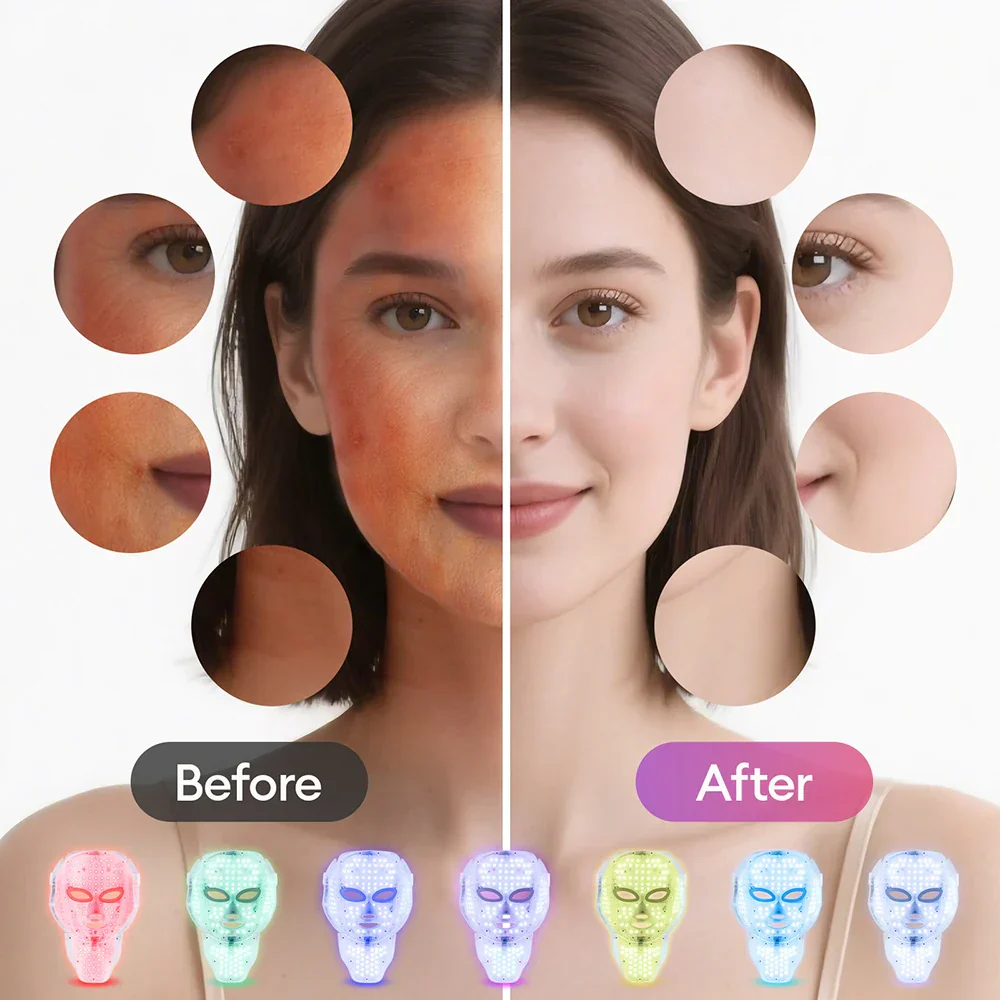 LED Face Mask 7-Color Wireless Photon Therapy Facial Neck Mask Winter 2025 Anti Aging Skin Tightening - Image 5