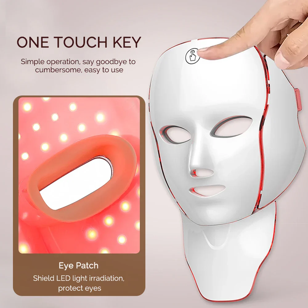 LED Face Mask 7-Color Wireless Photon Therapy Facial Neck Mask Winter 2025 Anti Aging Skin Tightening - Image 6