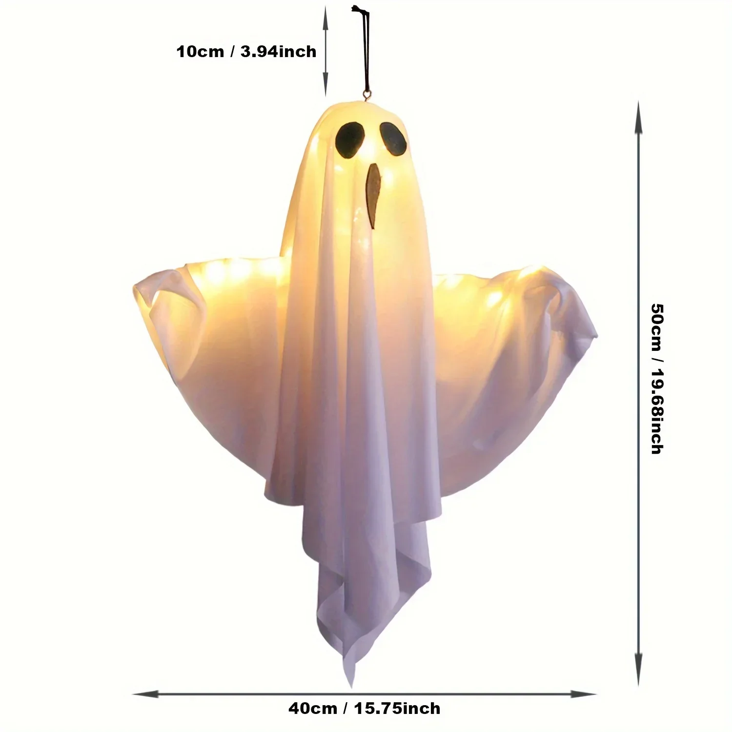 LED Halloween Ghosts 3 Piece 20 Inch Hanging Outdoor Decor Fall 2025 Warm Glowing Battery Powered Yard Display - Image 2