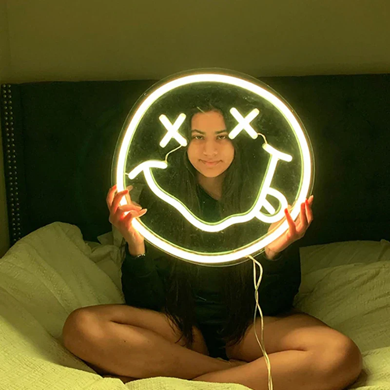 LED Neon Sign 35cm USB Powered Smile Face Wall Hanging Night Light Bedroom Decor Fall 2025 Gift - Image 12
