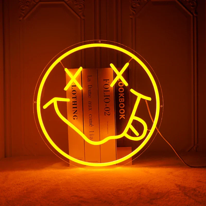 LED Neon Sign 35cm USB Powered Smile Face Wall Hanging Night Light Bedroom Decor Fall 2025 Gift - Image 6
