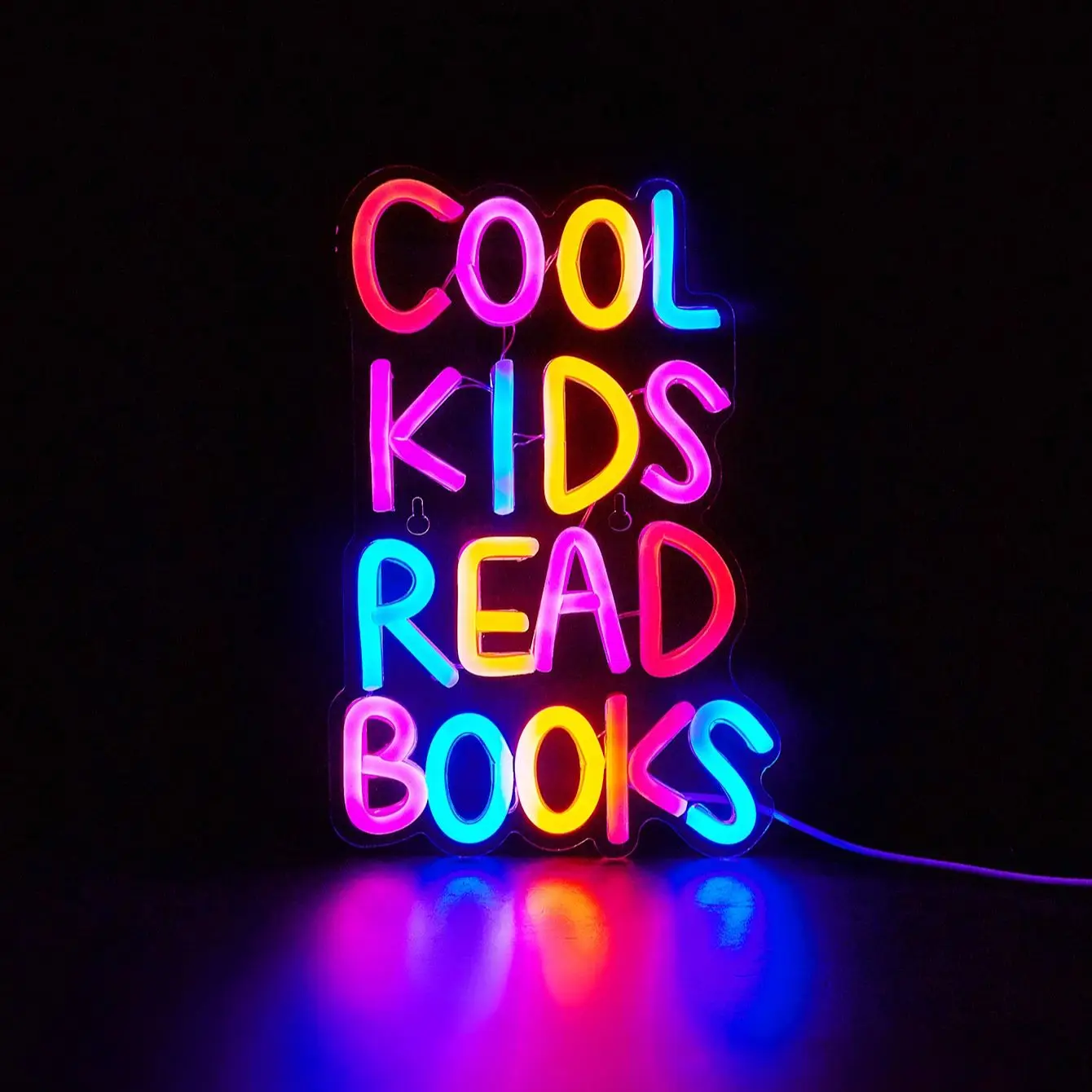 LED Neon Sign Multicolor, Cool Kids Read Books Wall Decor USB Powered, Kids Room Party Wedding Back To School 2025 - Image 3